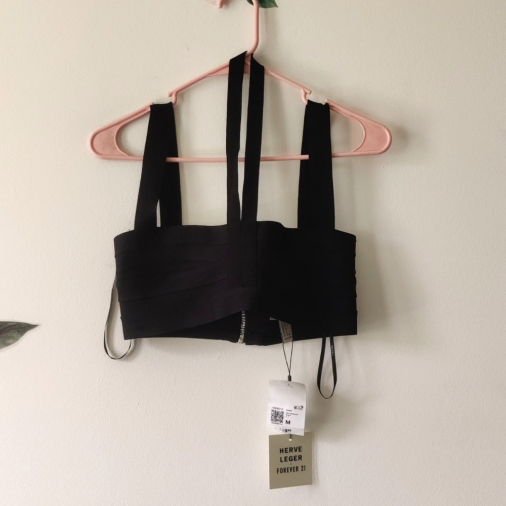 NWT HARVE LEGER and F21 Black Bandage Tube/Crop Top - Picture 2 of 6